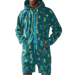 Chubbies Quarterback print fleece onesie NWOT